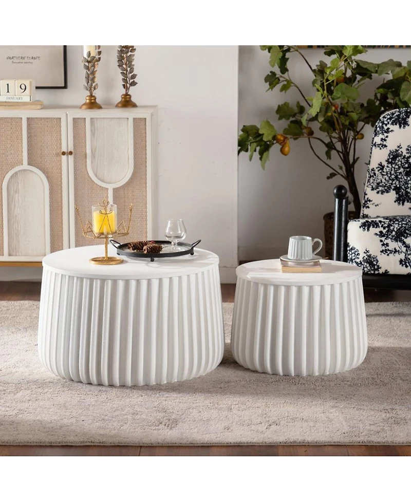 Streamdale Furniture Round Nesting Storage Table Set with Lift-Off Lids