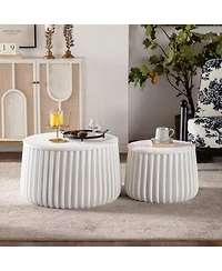 Streamdale Furniture Round Nesting Storage Table Set with Lift-Off Lids