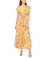 CeCe Women's V-Neck Tie-Waist Maxi Dress