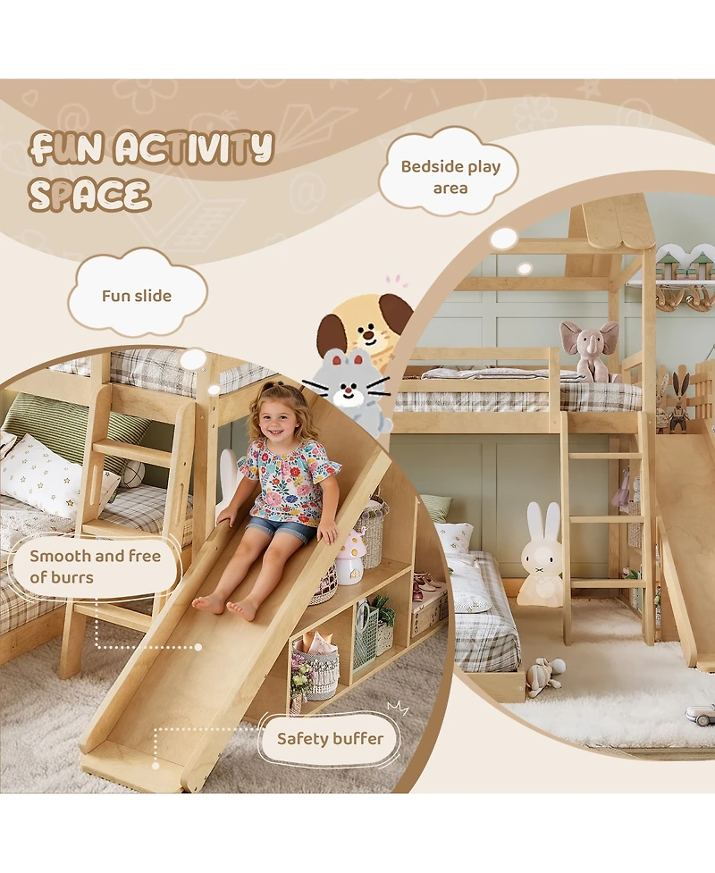 Streamdale Furniture Full House Bunk Bed with Storage, Wardrobe, and Slide