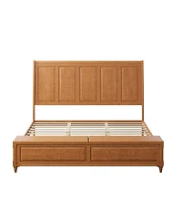 Streamdale Furniture Bed Frame with Tall Headboard, Storage Bench, and Wood Sleigh Design