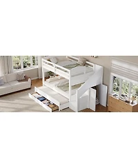 Streamdale Furniture Bed with Trundle, Storage Drawers, Staircase, and Wardrobe