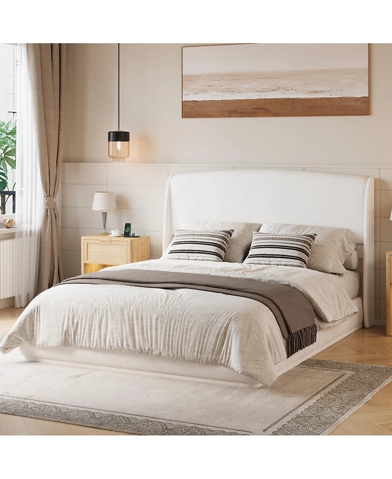 Streamdale Furniture Upholstered Wingback Platform Bed Frame