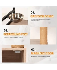 Streamdale Furniture All-in-One Cat Tree with Litter Box Enclosure and Scratching Posts