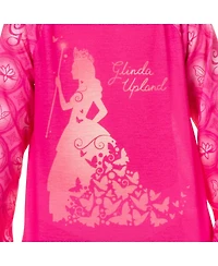 Wicked Girls' 4-16 Kids Glinda Upland Nightgown Butterfly Silhouette Long-Sleeve Raglan Soft Fleece Gown