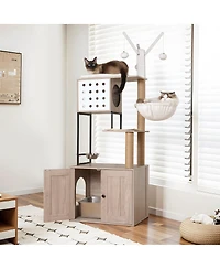 Streamdale Furniture Modern Cat Tree with Litter Box Enclosure and Scratching Posts