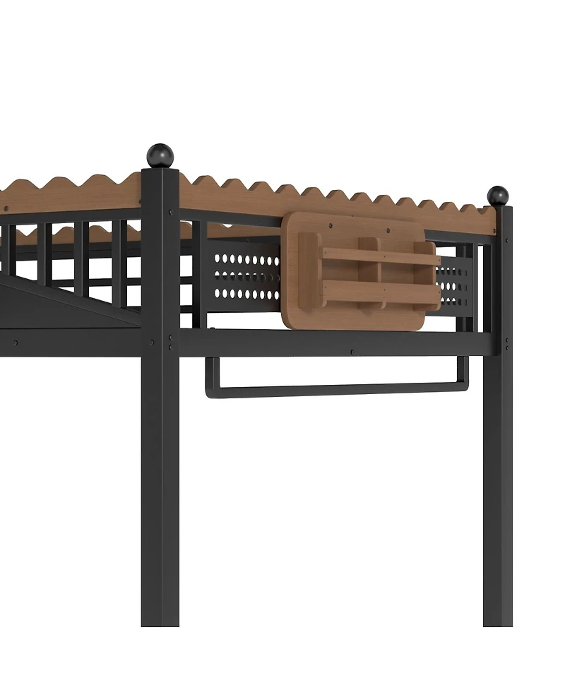 Streamdale Furniture Metal Loft Bed with Storage Stairs and Shelves