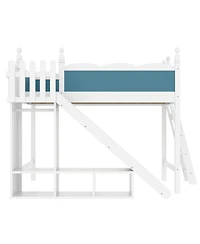 Streamdale Furniture Full Loft Bed with Storage, Wardrobe, and Slide, Solid Wood