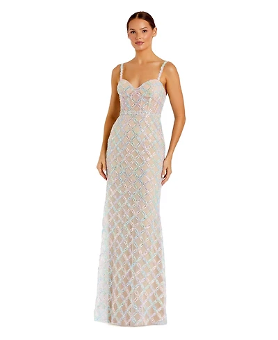 Mac Duggal Women's Pearl Embellished Sleeveless Bustier Gown