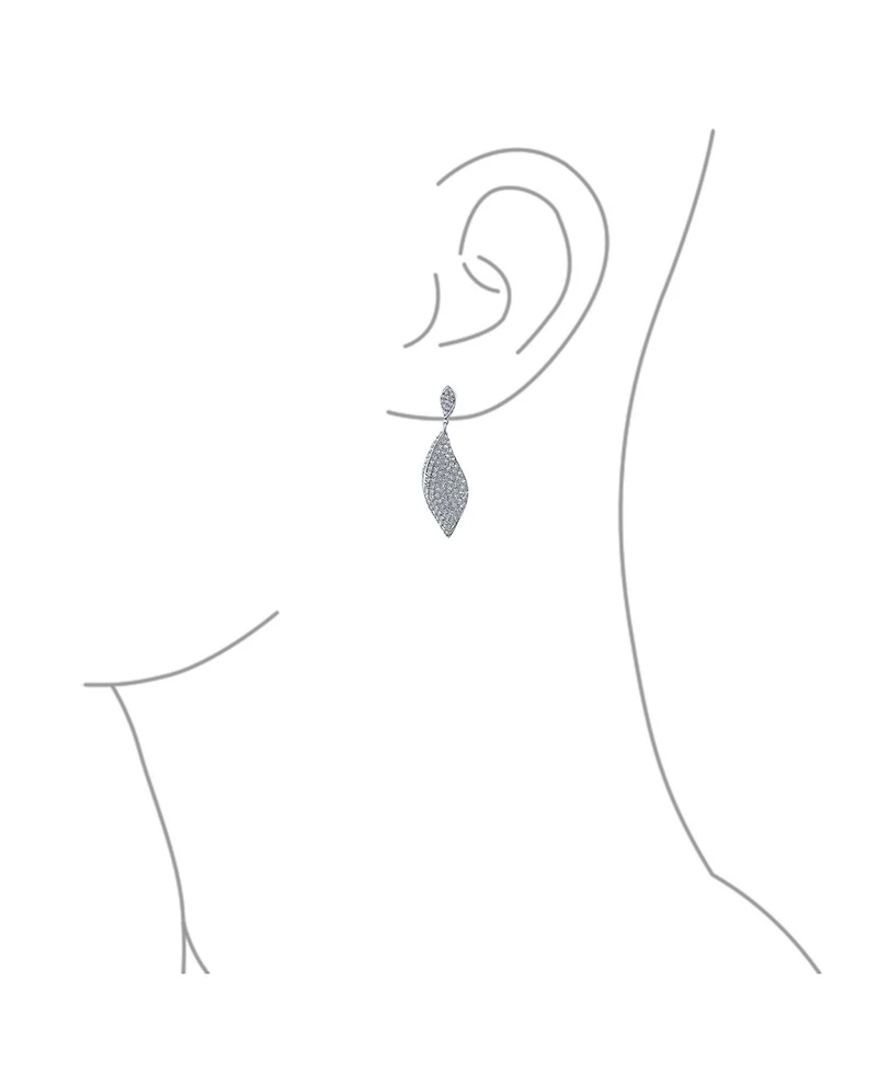 Bling Jewelry Modern Bridal Pave Cubic Zirconia Dangling Statement Teardrop Chandelier Earrings Silver Plated