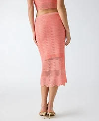 Guess Womens Olivia Pointelle Sequin Sleeveless Crop Top Sweater Skirt