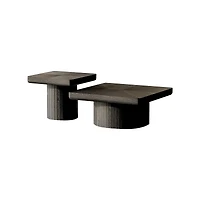 Streamdale Furniture 2-Piece Fluted Wood Nesting Coffee Table Set