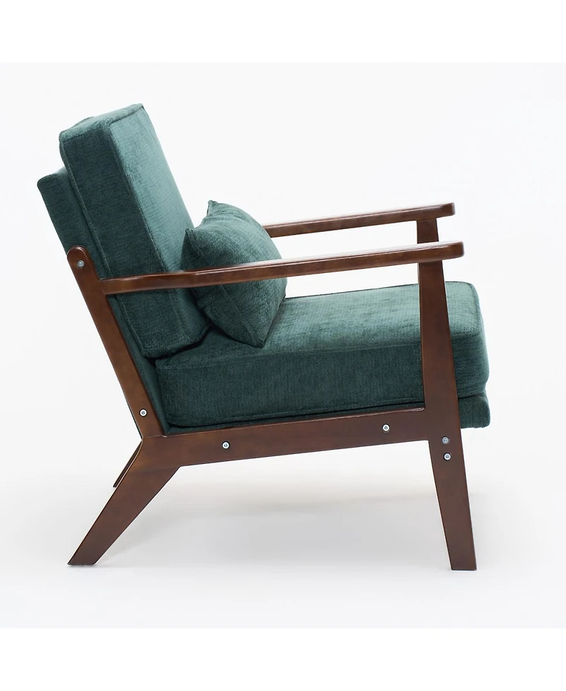 Streamdale Furniture Mid-Century Modern Lounge Chair with Lumbar Pillow and Wood Armrests