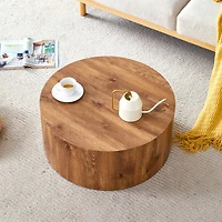 Streamdale Furniture Simple Wood Grain Cylindrical Coffee Table, 23.6" x 11.8