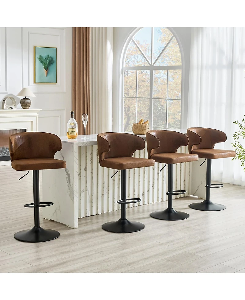 Streamdale Furniture Adjustable Swivel Suede Bar Chairs with Backrest
