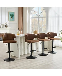 Streamdale Furniture Adjustable Swivel Suede Bar Chairs with Backrest