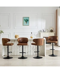 Streamdale Furniture Adjustable Swivel Suede Bar Chairs with Backrest