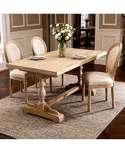 Streamdale Furniture French Style Linen Oval Back Dining Chairs, Set of 2