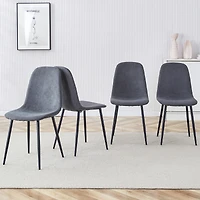 Streamdale Furniture Set of 4 Modern Linen Dining Chairs with Sturdy Metal Legs