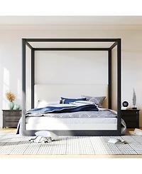 Streamdale Furniture Canopy Platform Bed with Upholstered Headboard