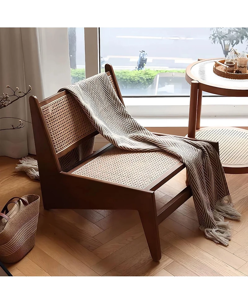 Streamdale Furniture Mid-Century Rattan Accent Chair - Walnut