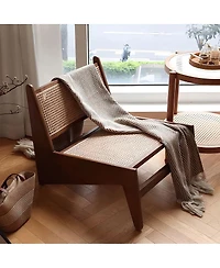 Streamdale Furniture Mid-Century Rattan Accent Chair - Walnut