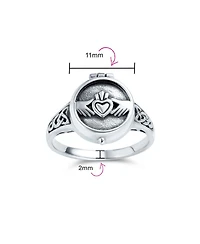 Bling Jewelry Claddagh Locket Ring Celtic Heart Memorial Keepsake Oxidized .925 Sterling Silver