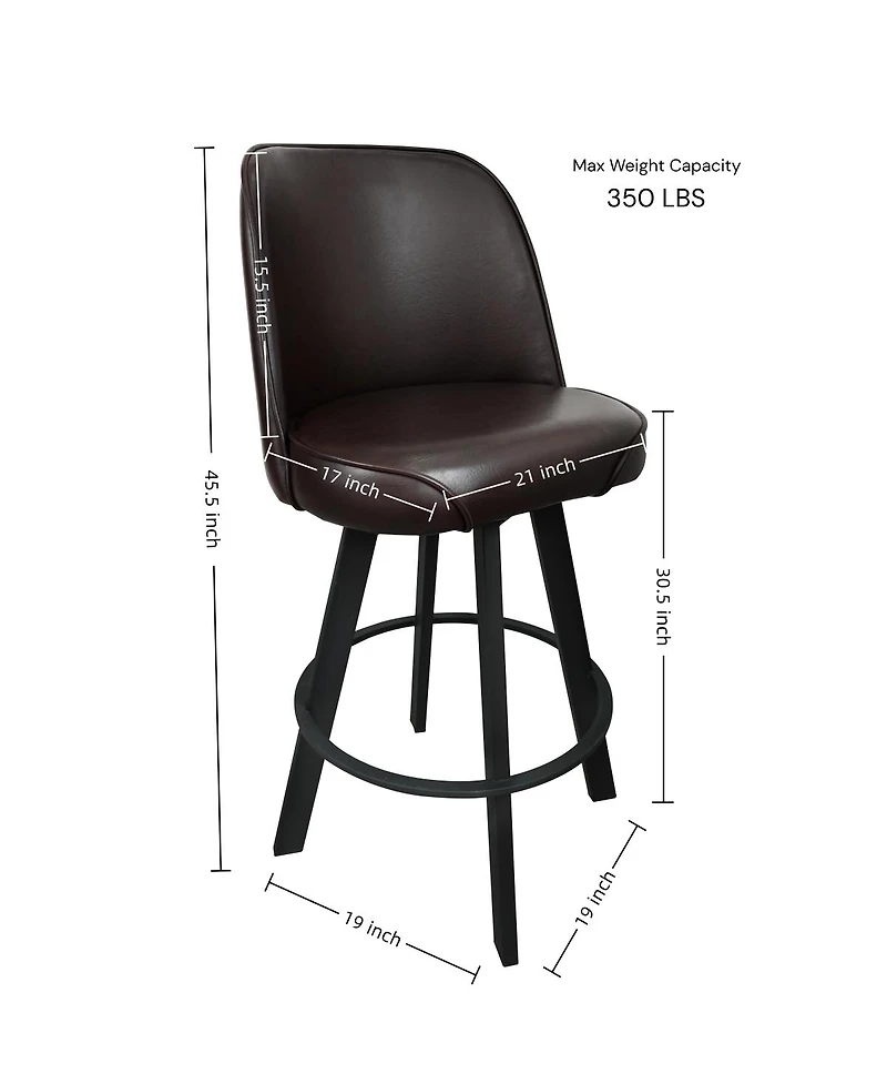 Streamdale Furniture Set of 2 Commercial-Grade Upholstered Swivel Bar Stools
