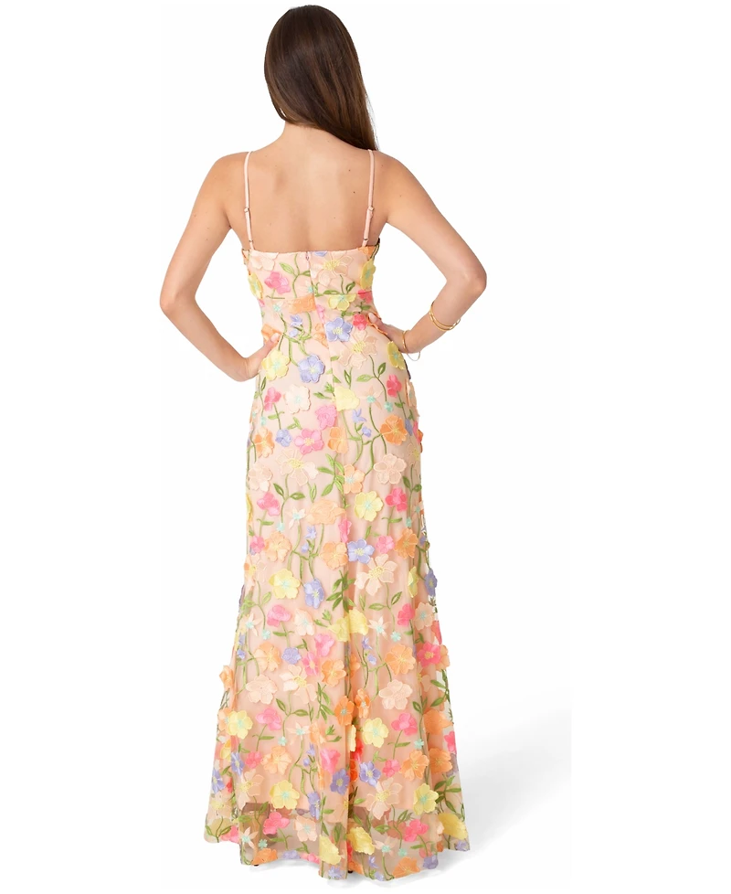 Bebe Women's Floral Embroidery Bodycon Maxi Dress