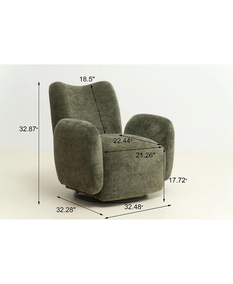 Streamdale Furniture 0degree(s) Swivel Accent Chair, Chenille Fabric Upholstered Sofa