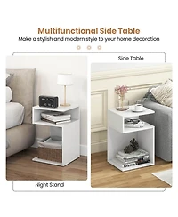 Gymax S-Shaped Side Table for Small Space Morden End Table with S-Shaped Frame