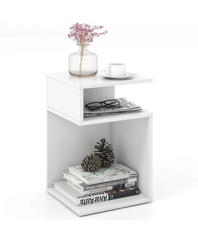 Gymax S-Shaped Side Table for Small Space Morden End Table with S-Shaped Frame