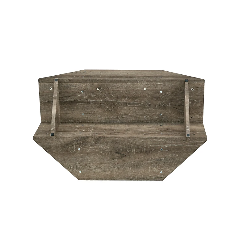 Streamdale Furniture Tempered Glass and Mdf Coffee Table with Carved Wood Grain and Storage