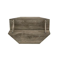 Streamdale Furniture Tempered Glass and Mdf Coffee Table with Carved Wood Grain and Storage