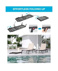 Streamdale Furniture Aluminum Outdoor Chaise Lounge Set of 2, Assemble-Free Patio Pool Loungers