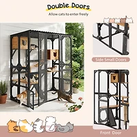 Streamdale Furniture Outdoor Fir Wood Catio with Sleeping Houses, Platforms