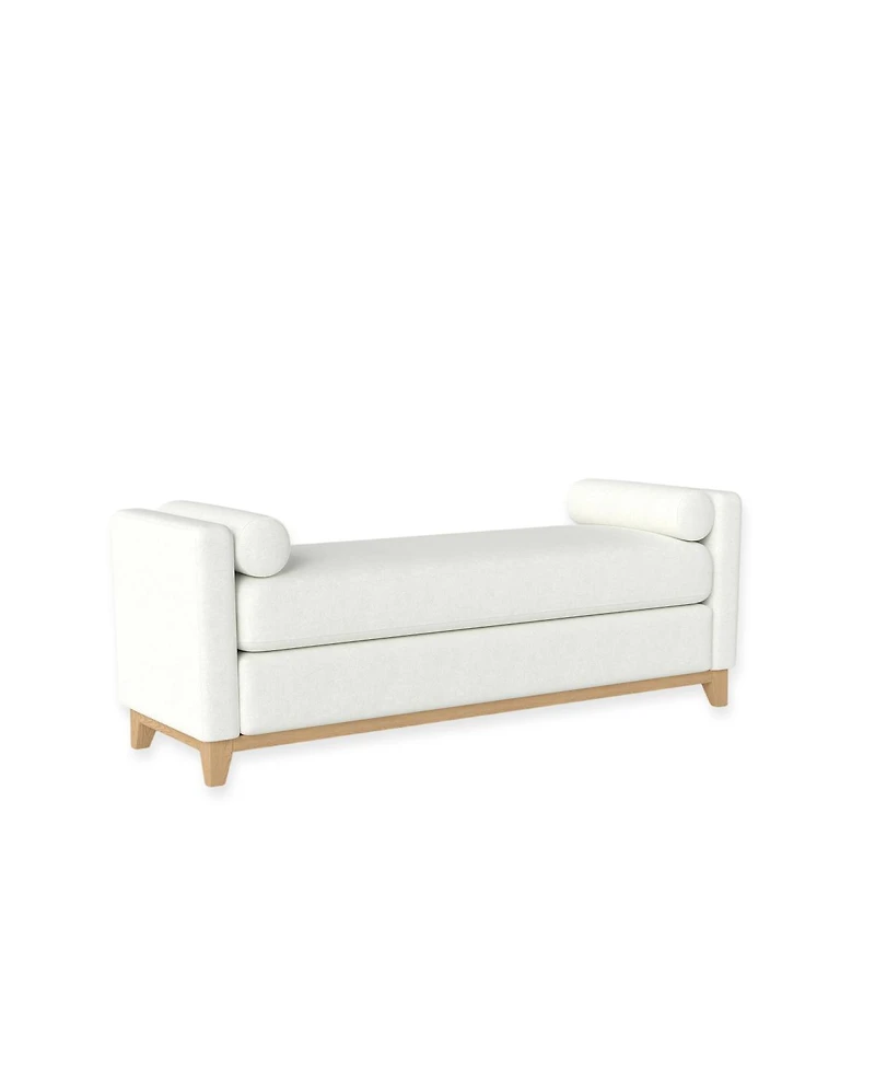 Streamdale Furniture 66.34" Sherpa Fleece Upholstered Bench with Wood Legs and 2 Bolster Pillows