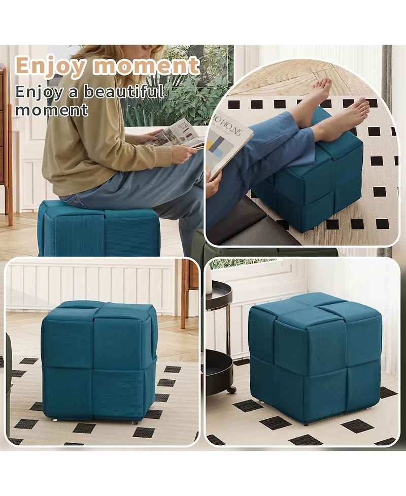 Streamdale Furniture Square Corduroy Ottoman Foot Rest