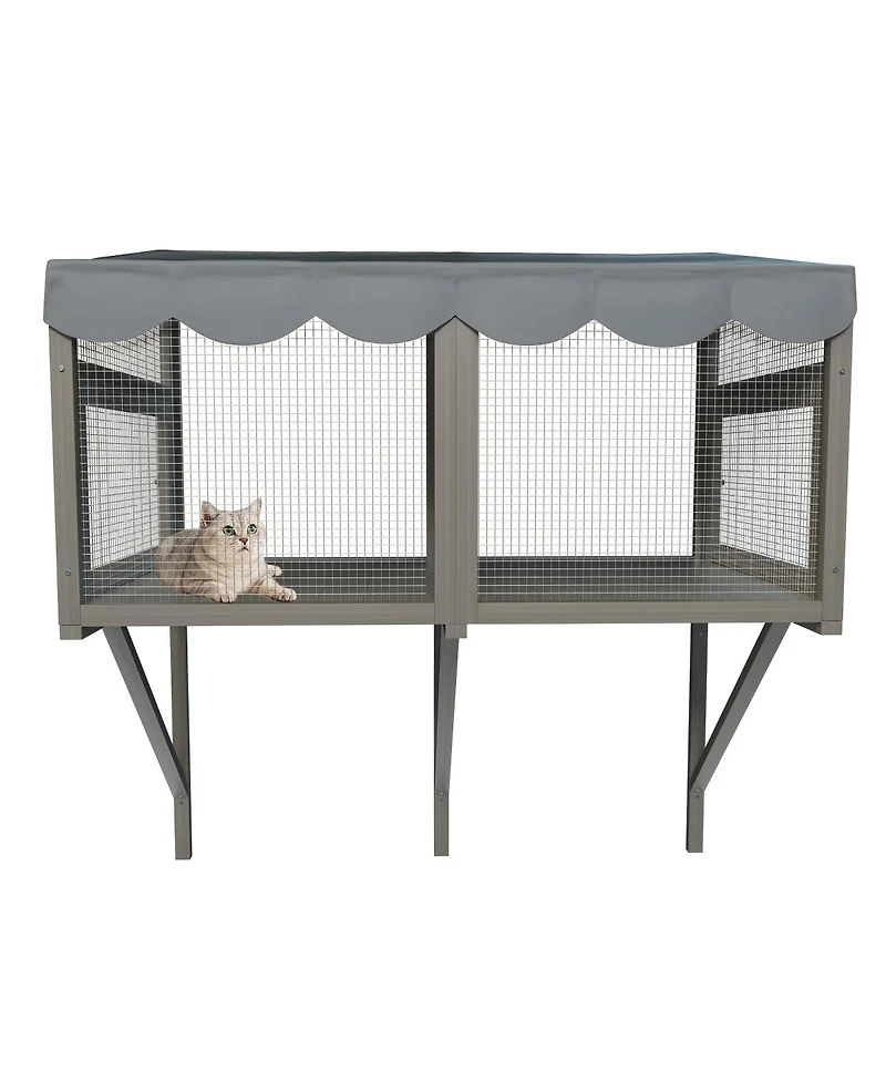 Streamdale Furniture Expandable Wooden Window Catio Enclosure for Indoor Cats