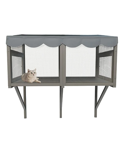 Streamdale Furniture Expandable Wooden Window Catio Enclosure for Indoor Cats