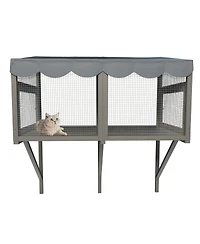 Streamdale Furniture Expandable Wooden Window Catio Enclosure for Indoor Cats