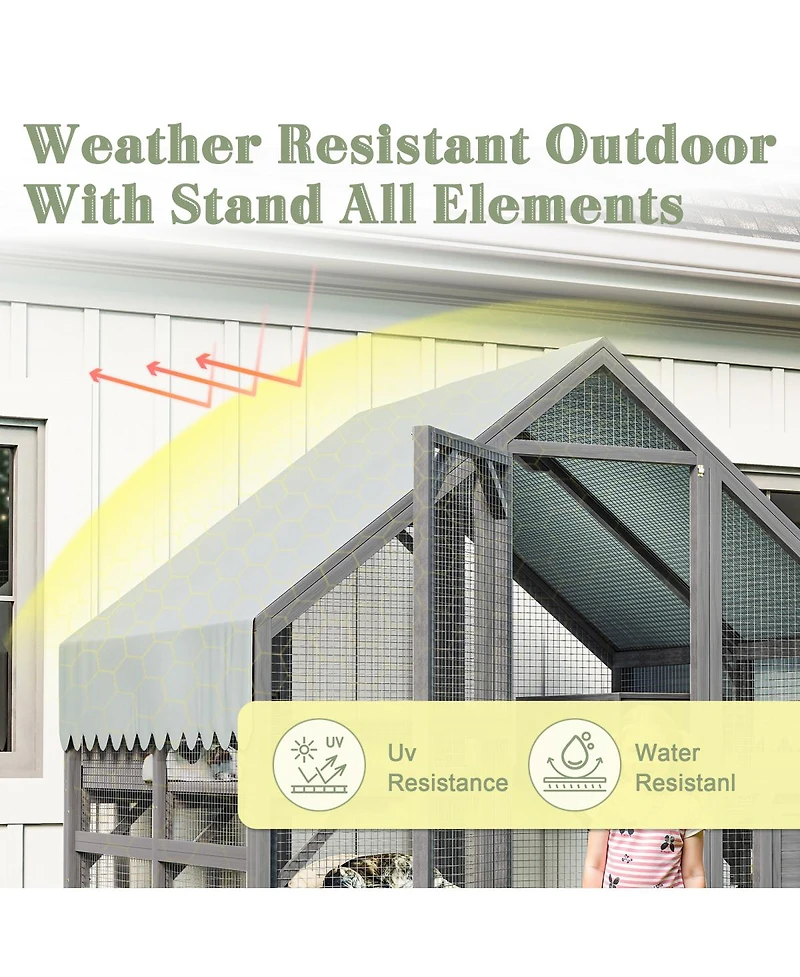 Streamdale Furniture Large Wooden Outdoor Cat Enclosure with Platforms, Resting Boxes, and Canopy