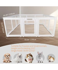 Streamdale Furniture Clear Acrylic Indoor Playpen for Puppies, Rabbits, and Cats, 12 Panels