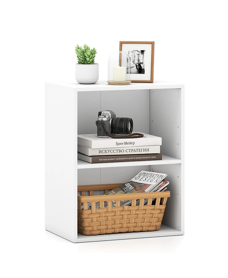 Gymax 2-Cube Bookcase Floor Standing Open Bookshelf with 5-Position Adjustable Shelf