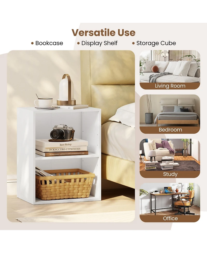 Gymax 2-Cube Bookcase Floor Standing Open Bookshelf with 5-Position Adjustable Shelf