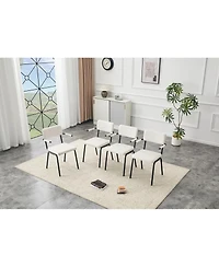 Streamdale Furniture Set of 4 Velvet Upholstered Dining Chairs with Metal Legs