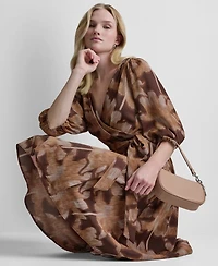 Dkny Women's Balloon-Sleeve Faux Wrap Midi Dress