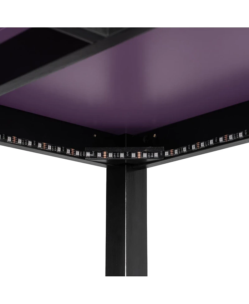 Streamdale Furniture Gaming Daybed with Desk, Led Lights, Storage Drawers and Charging Station