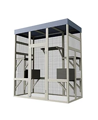 Streamdale Furniture Wooden Outdoor Catio with Waterproof Top and 2 Napping Boxes