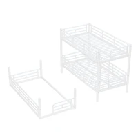Streamdale Furniture Triple Twin Metal Bunk Bed with Safety Guardrails
